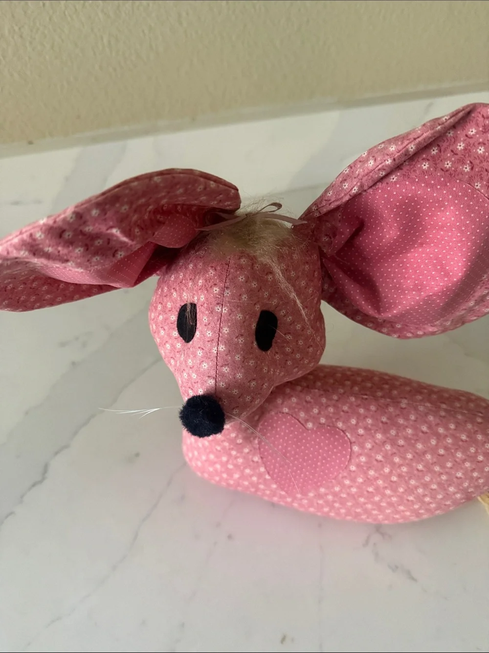 Vintage Calico Mouse Doorstop Handmade